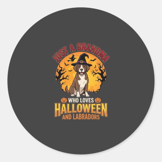 Sticker Rond Labrador Halloween Grand-mère Conception de chien_ (Devant)