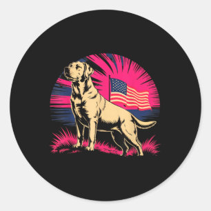 Sticker Rond Labrador Lab Amoureux des chiens Patriotic Chien 4