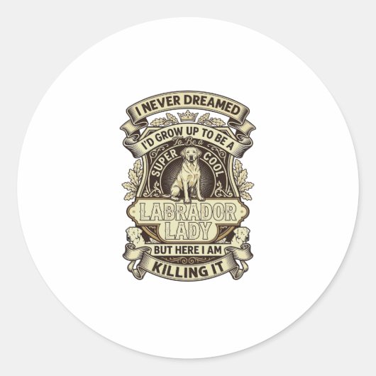 Sticker Rond Labrador Lady Dog Crown Shield_1 (Devant)