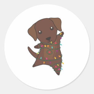 Sticker Rond Labrador Noël Neige Animaux d'hiver Chiens