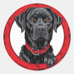 Sticker Rond Labrador noir drôle