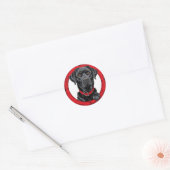 Sticker Rond Labrador noir drôle (Enveloppe)