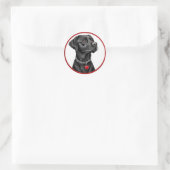 Sticker Rond Labrador noir drôle (Sac)
