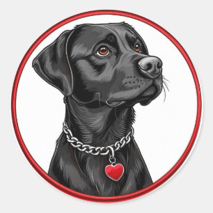 Sticker Rond Labrador noir drôle