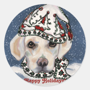 STICKER ROND LABRADOR RETRIEVER BLANC