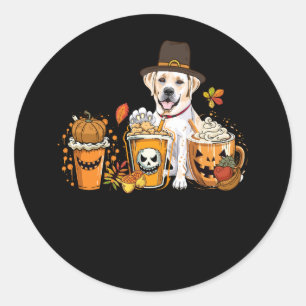 Sticker Rond Labrador Retriever Café Citrouille épice automne M