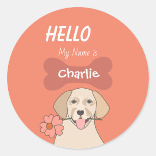 Sticker Rond Labrador Retriever Cartoon chien mignon nom person