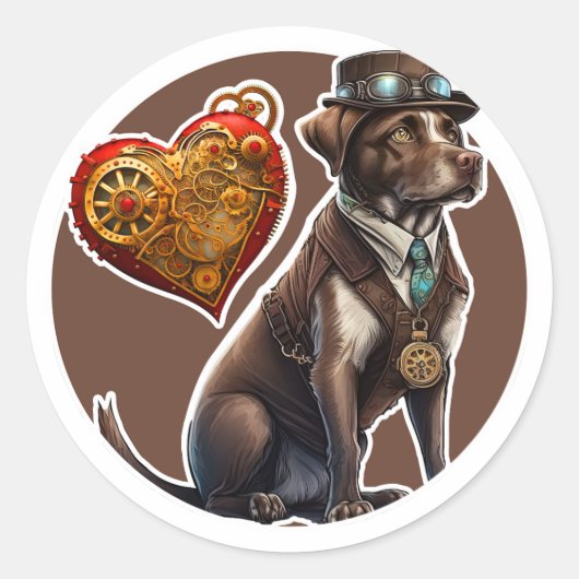 Sticker Rond Labrador Retriever Chien 2 (Devant)