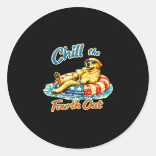 Sticker Rond Labrador retriever chien drôle se détendre le quat