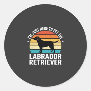 Sticker Rond Labrador Retriever Chien Rétro Caressant