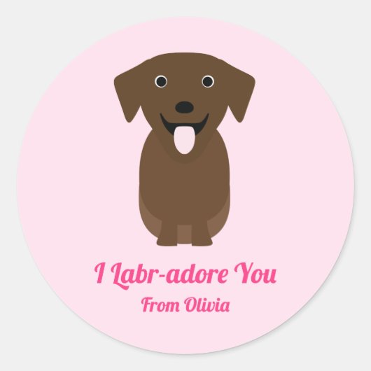 Sticker Rond Labrador Retriever Chien Saint-Valentin (Devant)