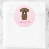 Sticker Rond Labrador Retriever Chien Saint-Valentin (Sac)