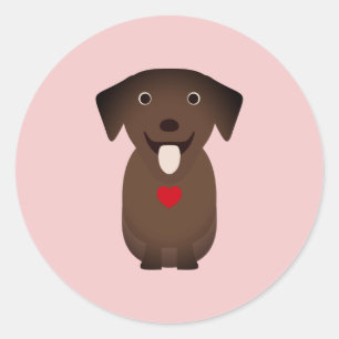 Sticker Rond Labrador Retriever Chien Saint-Valentin, la Saint-