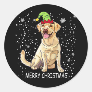 Sticker Rond Labrador Retriever Chien Tree Noël Sweat Noël Noël
