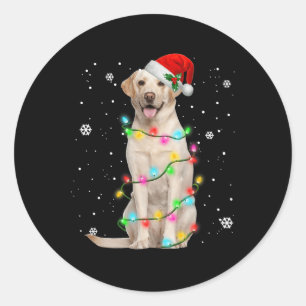 Sticker Rond Labrador Retriever Chiens Arbre Chandail de Noël X