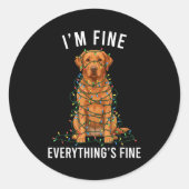 Sticker Rond Labrador Retriever Christmas I'm Fine Everything I (Devant)