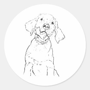 Sticker Rond Labrador Retriever décoration murale, dessin de po