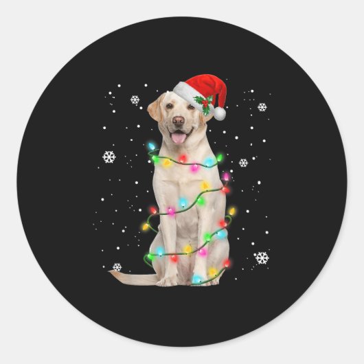 Sticker Rond Labrador Retriever Dogs Tree Christmas Sweater Xma (Devant)