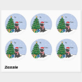 Sticker Rond Labrador Retriever et sapin de Noël (Feuille)