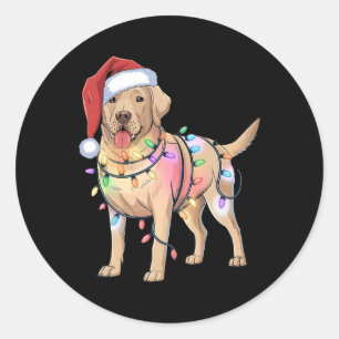 Sticker Rond Labrador Retriever Festive Amoureux des chiens de