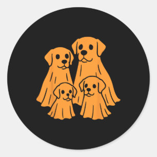 Sticker Rond Labrador Retriever Halloween Ghost Famille Drôle D