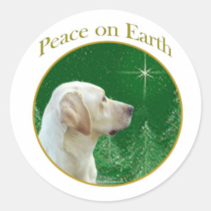 Sticker Rond Labrador Retriever (jaune) Peace