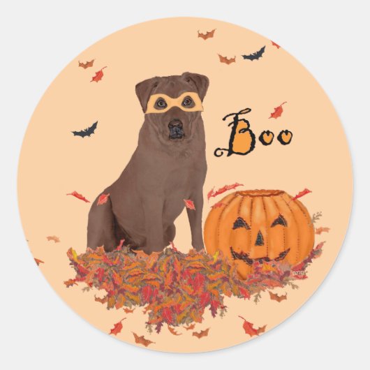 Sticker Rond Labrador Retriever marron Halloween (Devant)