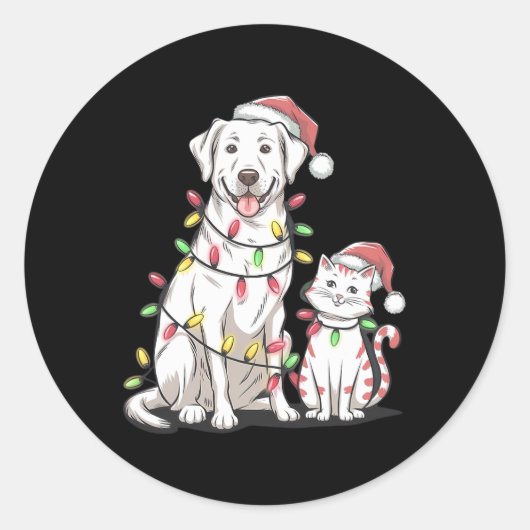 Sticker Rond Labrador Retriever Noël Festive Chien Amoureux des (Devant)