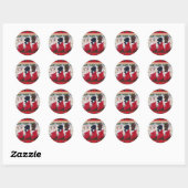 Sticker Rond Labrador Retriever Puppies peinture de Noël (Feuille)