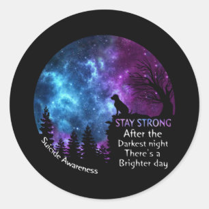 Sticker Rond Labrador Retriever Sensibilisation au suicide Amat