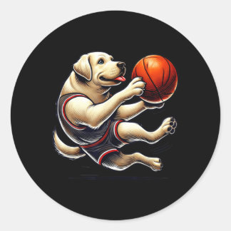 Sticker Rond Labrador Retriever tirant au baseball