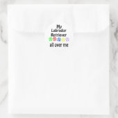 Sticker Rond Labrador Retriever Walks Design (Sac)