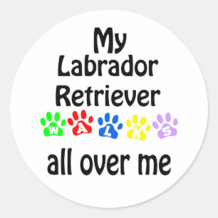 Sticker Rond Labrador Retriever Walks Design