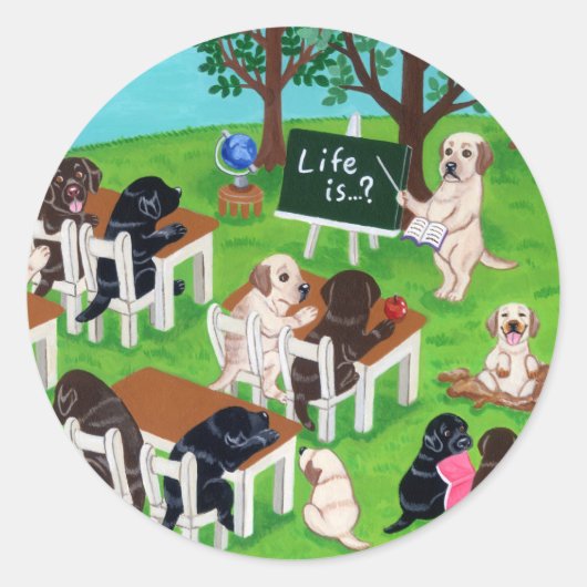 Sticker Rond Labrador School (Devant)