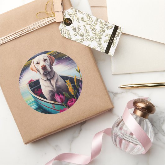 Sticker Rond Labrador sur une rame : une aventure Pittoresque (Cadeaux)