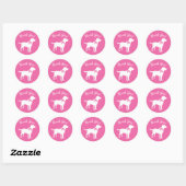 Sticker Rond Labrador Theme Chien Baby shower Pink Lab (Feuille)