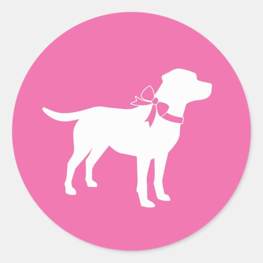Sticker Rond Labrador Theme Chien Baby shower Pink Lab (Devant)