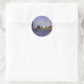 Sticker Rond Lac Charles, LA Skyline avec Sunburst (Sac)