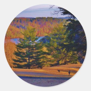 Sticker Rond Lac Deer & Mt