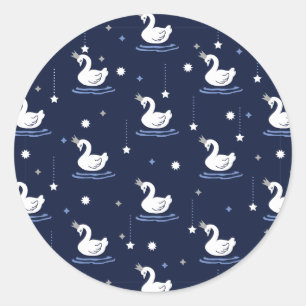 Sticker Rond Lac Enchanted - Design Motif de cygne gracieux