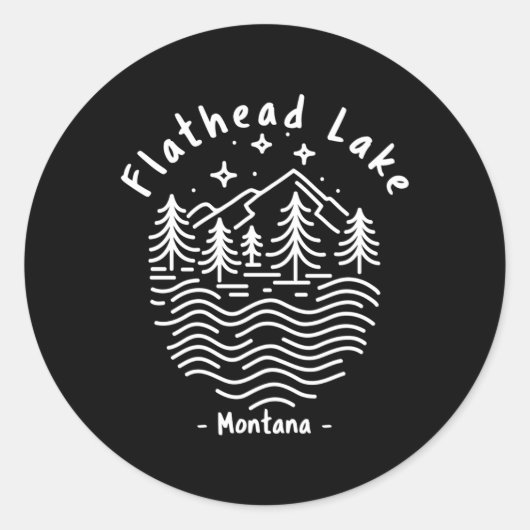 Sticker Rond Lac Flathead Montana (Devant)