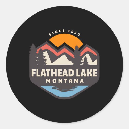 Sticker Rond Lac Flathead Montana (Devant)