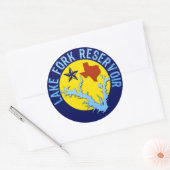 Sticker Rond Lac Fork Réservoir, Texas Bass Fishing (Enveloppe)