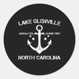 Sticker Rond Lac Glenville Caroline du Nord Camping de pêche dr