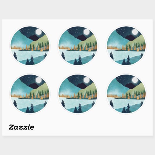 Sticker Rond Lac Moonrise (Feuille)