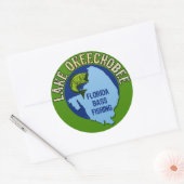 Sticker Rond Lac Okeechobee, Floride Bass Fishing (Enveloppe)