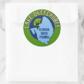 Sticker Rond Lac Okeechobee, Floride Bass Fishing (Sac)