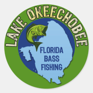Sticker Rond Lac Okeechobee, pêche au bar de la Floride