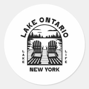 Sticker Rond Lac Ontario New York Plein air Vintage