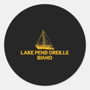 Sticker Rond Lac Pend Oreille Idaho Plein Air Vintage Avant Et